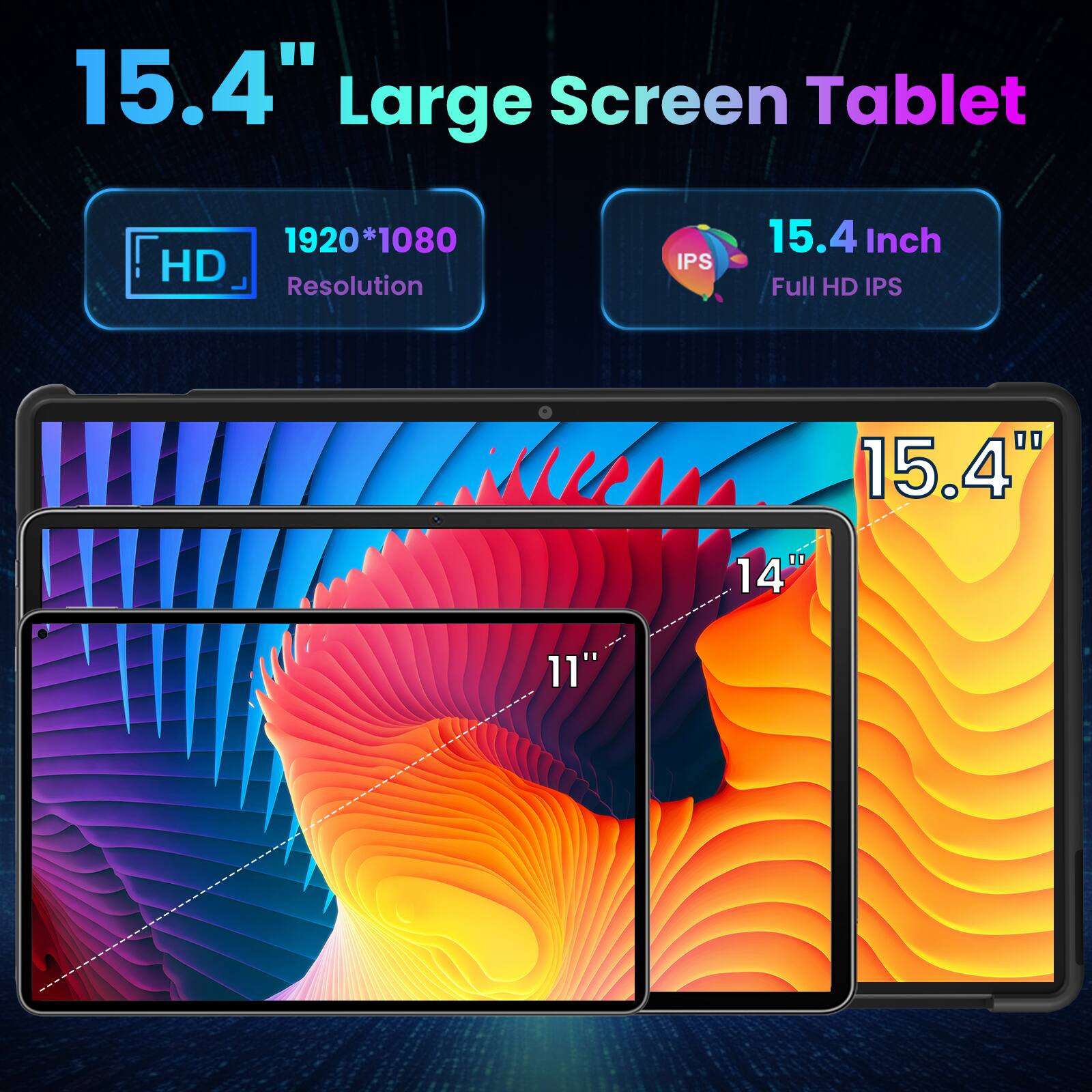 Jumper Tablet 15.4 inch, Android 15 Tablet, 8GB 256GB Tablets