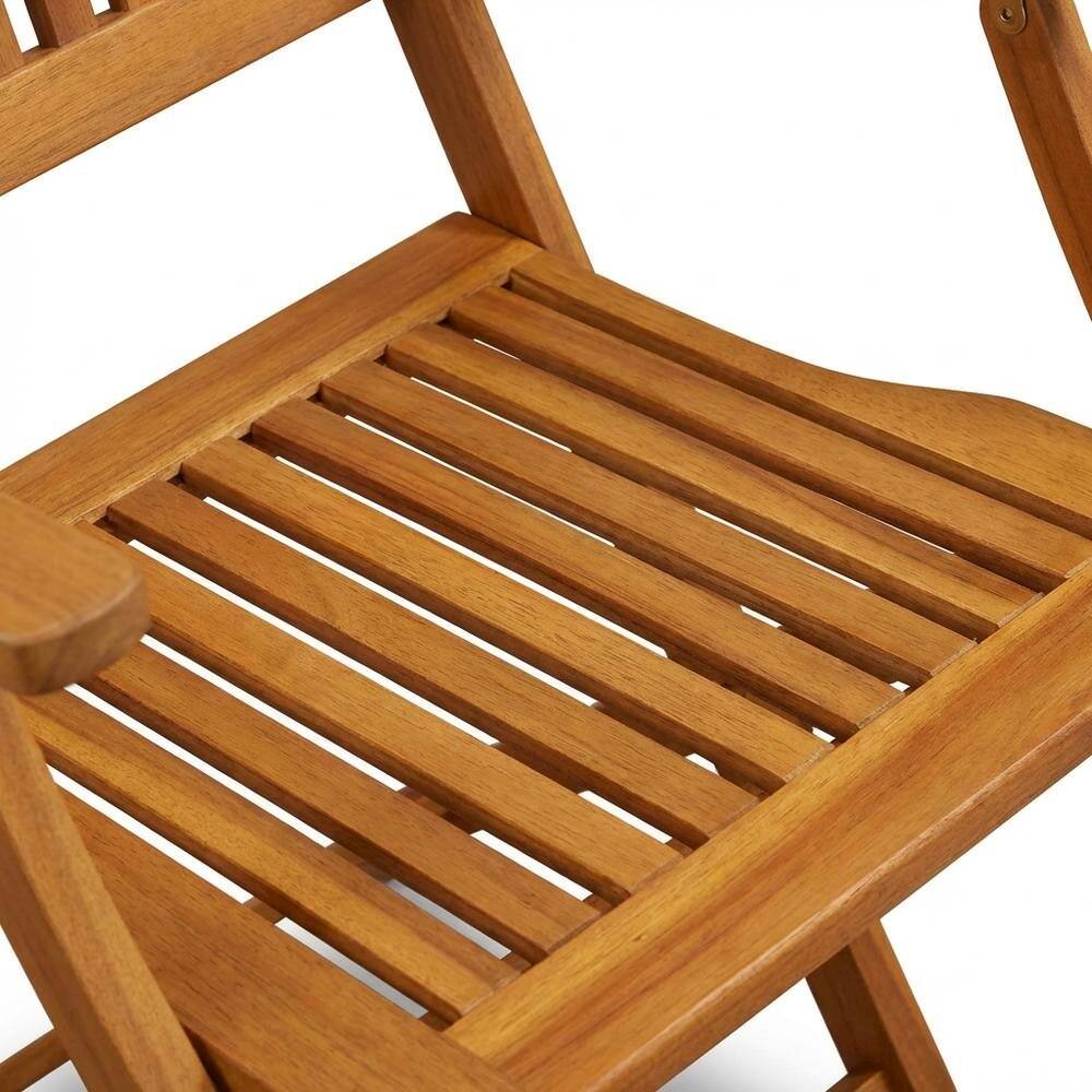 Back. Outdoor Escape - Wooden Patio Chair Set of 2 - Oil Finish, Durable and Comfortable Seating - Brown.
