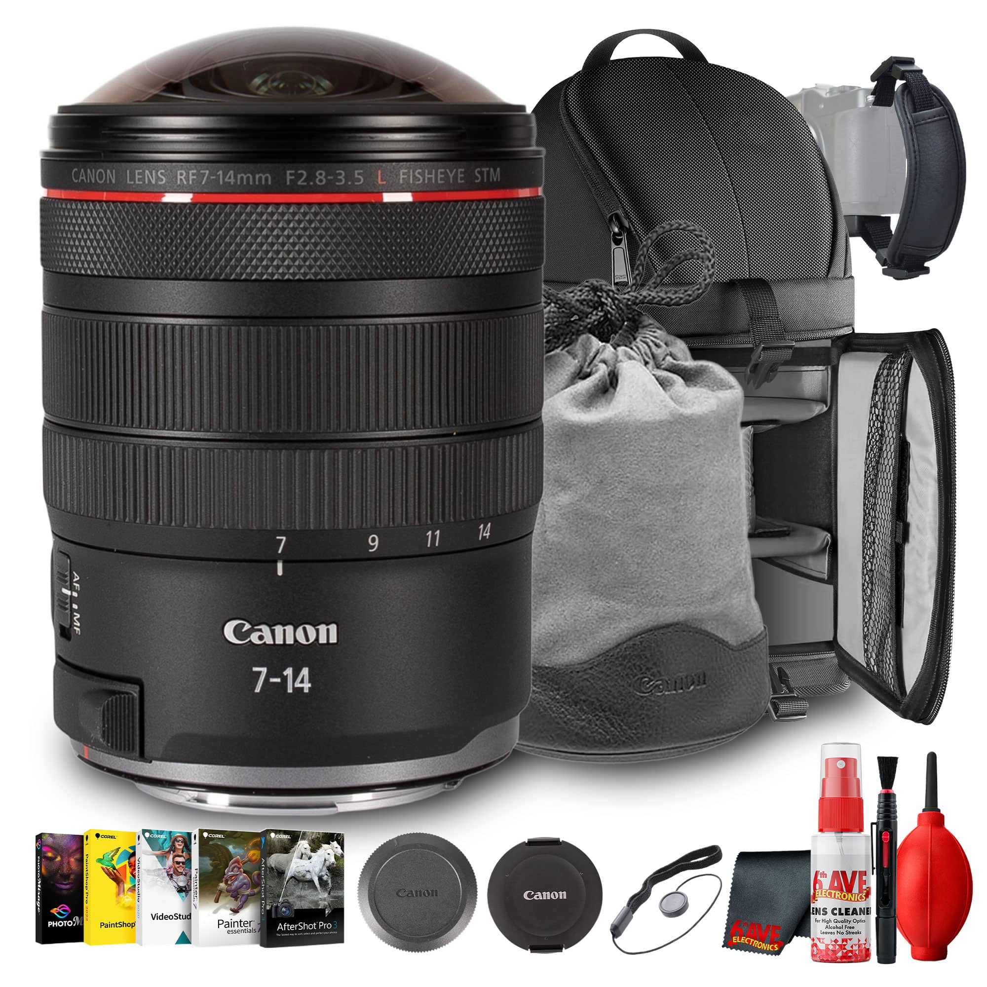 Canon - RF 7-14mm f/2.8-3.5 L Fisheye STM Lens | Ultra Wide Angle Zoom for RF Mount Full Frame Mirrorless Cameras Bundle - Black