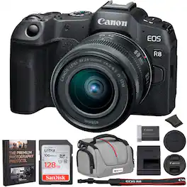 Bundle - Canon - EOS R8 Mirrorless Camera + RF 24-50mm F4.5-6.3 IS STM Lens + Accessories
