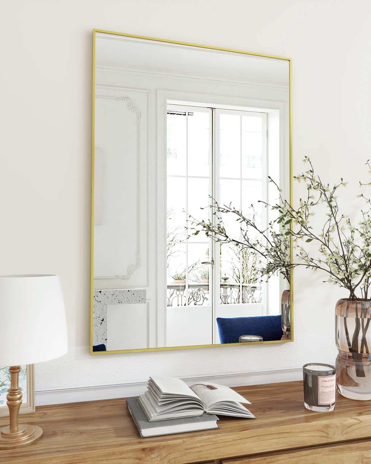 HOMLUX - Rectangular Wall Mirror with Gold Aluminum Alloy Frame price history on PriceWatchPro