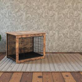 Hivvago - Indoor Dog Cage Table featuring Cushion Insert and Double Entry - 32 Inches