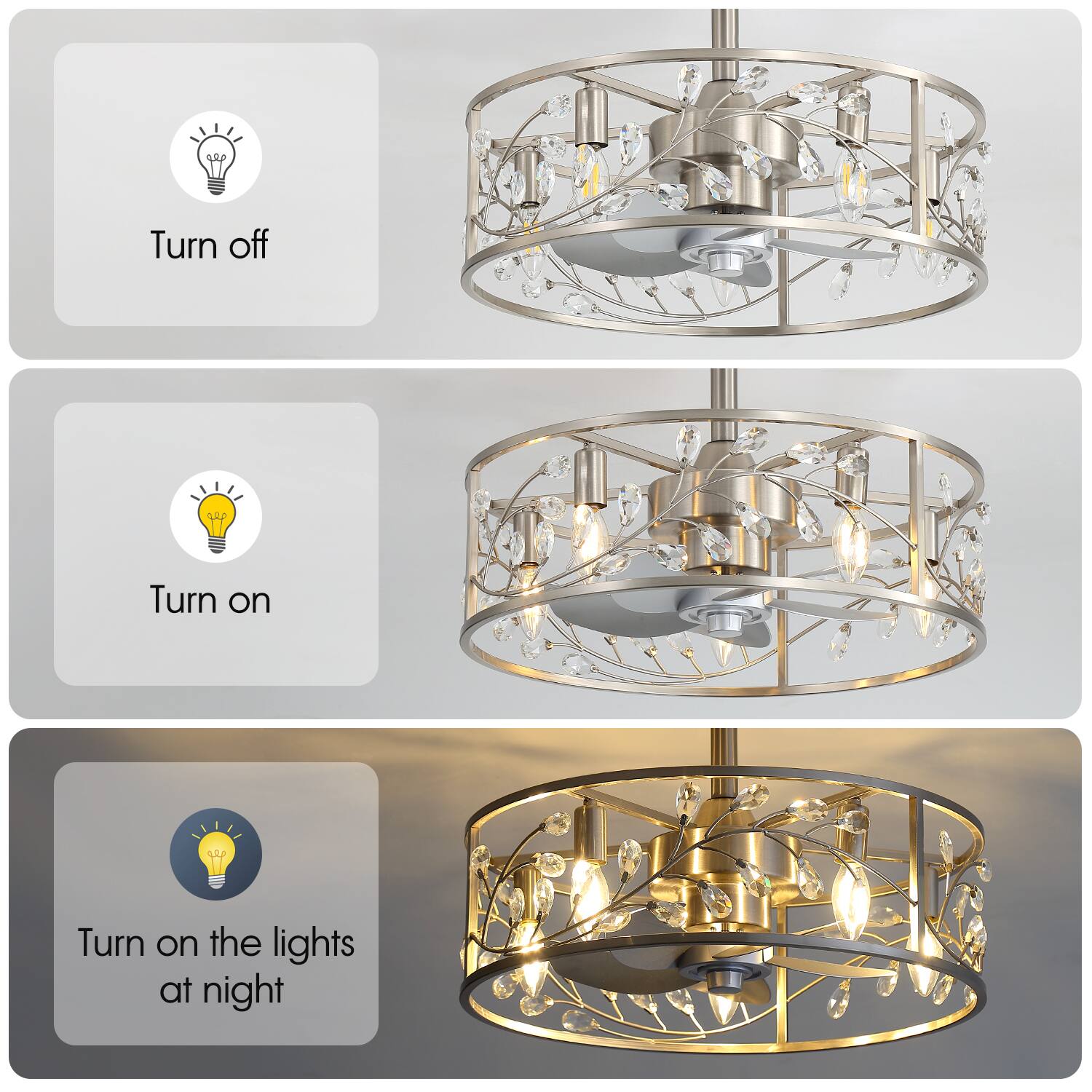 Turn off  
Turn on  
Turn on the lights at night