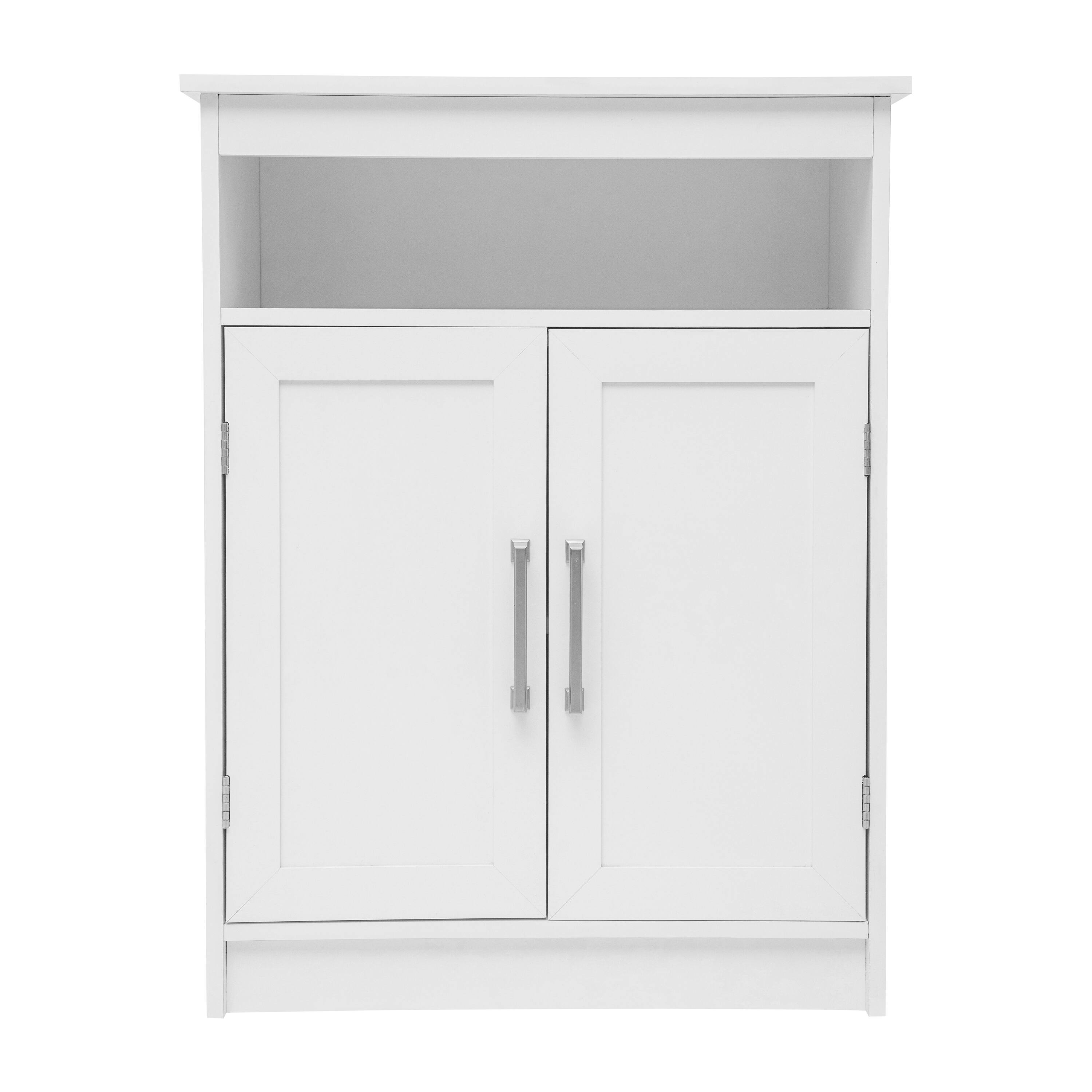 Alt View 8. Emma + Oliver - Vesta Bathroom Storage Cabinet Organizer with Adjustable In-Cabinet Shelf, Magnetic Closure Doors, and Upper Open Shelf - White.