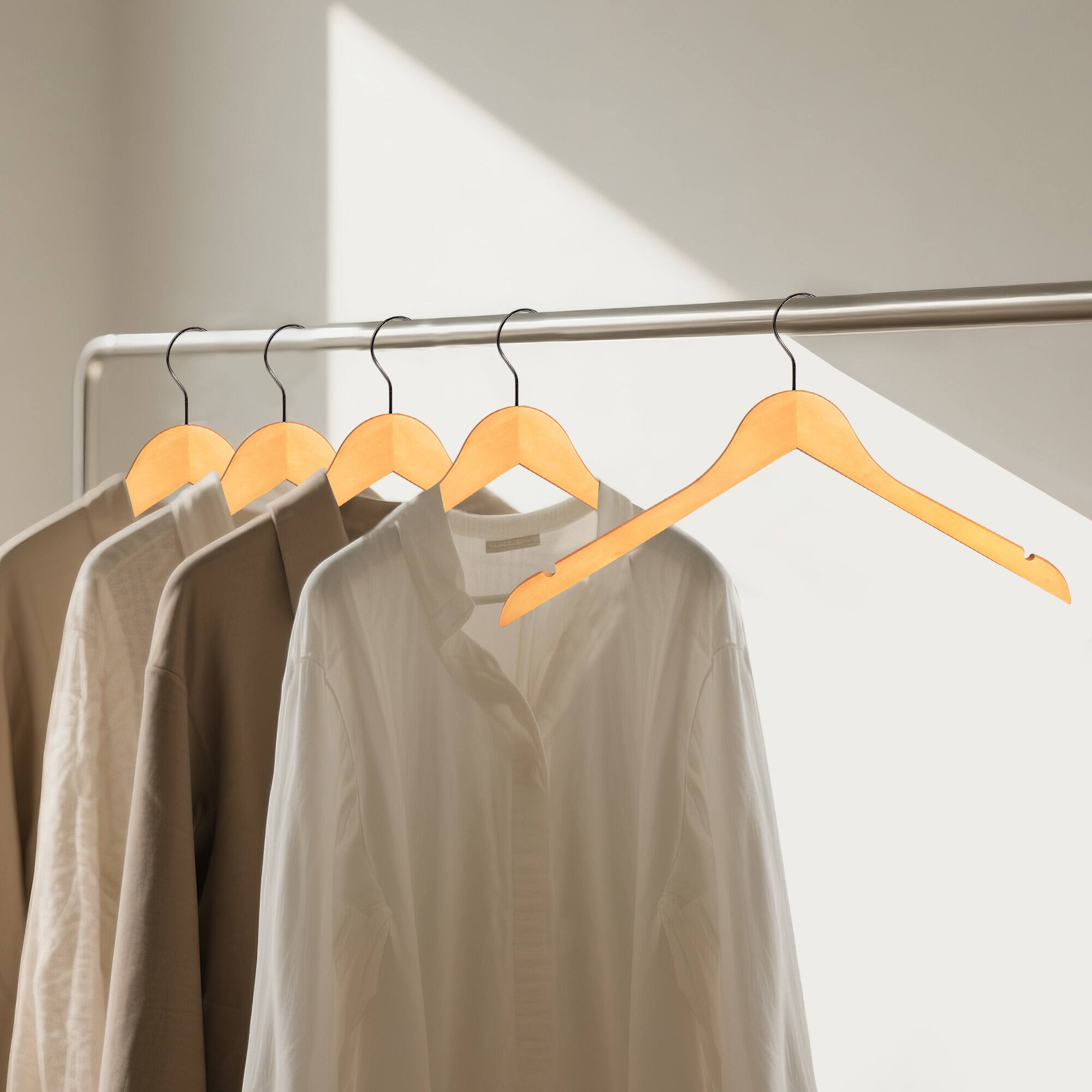 Alt View 2. BP4U - 24-Pack Premium Wooden Clothes Hangers, Solid Wood Coat Shirt Top Hangers for Jackets, Shirts, Dresses(Natural Wood) - Natural Wood.