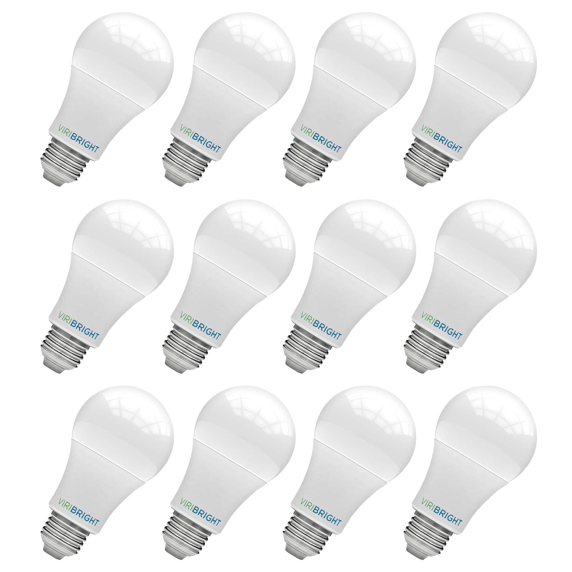 VIRIBRIGHT - A19 LED Bulb, 9W, Non Dimmable, 5000K, 800 Lumens (12-Pack) - Daylight