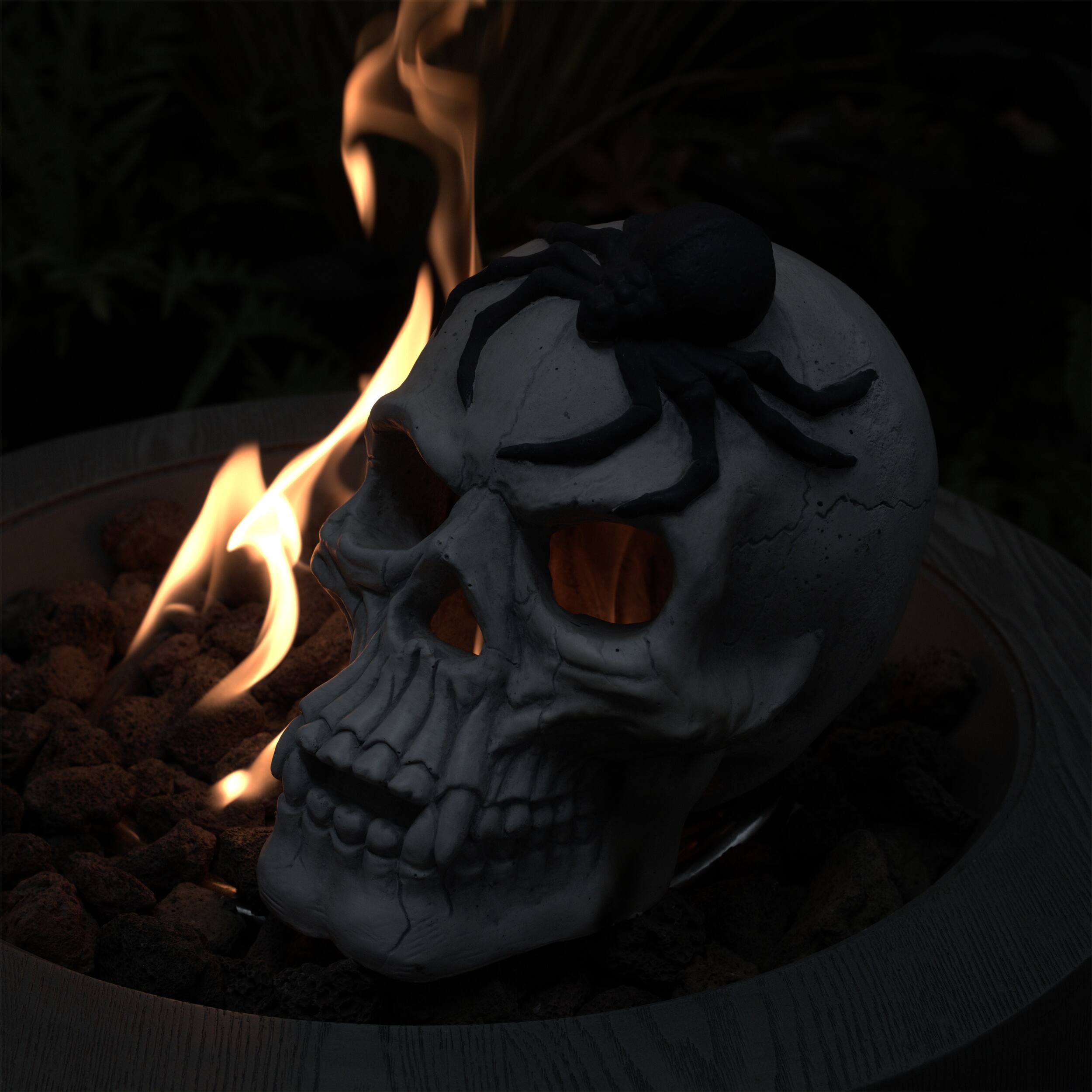 Alt View 7. Ecooso - Magnesium Oxide Devil Skull Head Decoration for Fireplace and Halloween Display - Black White.