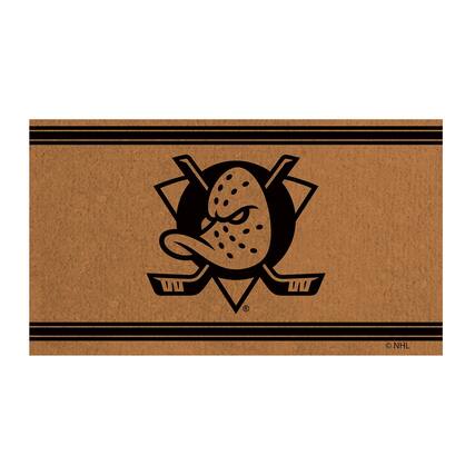 Front. Evergreen Enterprises - Anaheim Ducks 28" x 16" Primary Logo Outdoor Coir Entryway Mat - Multicolor.