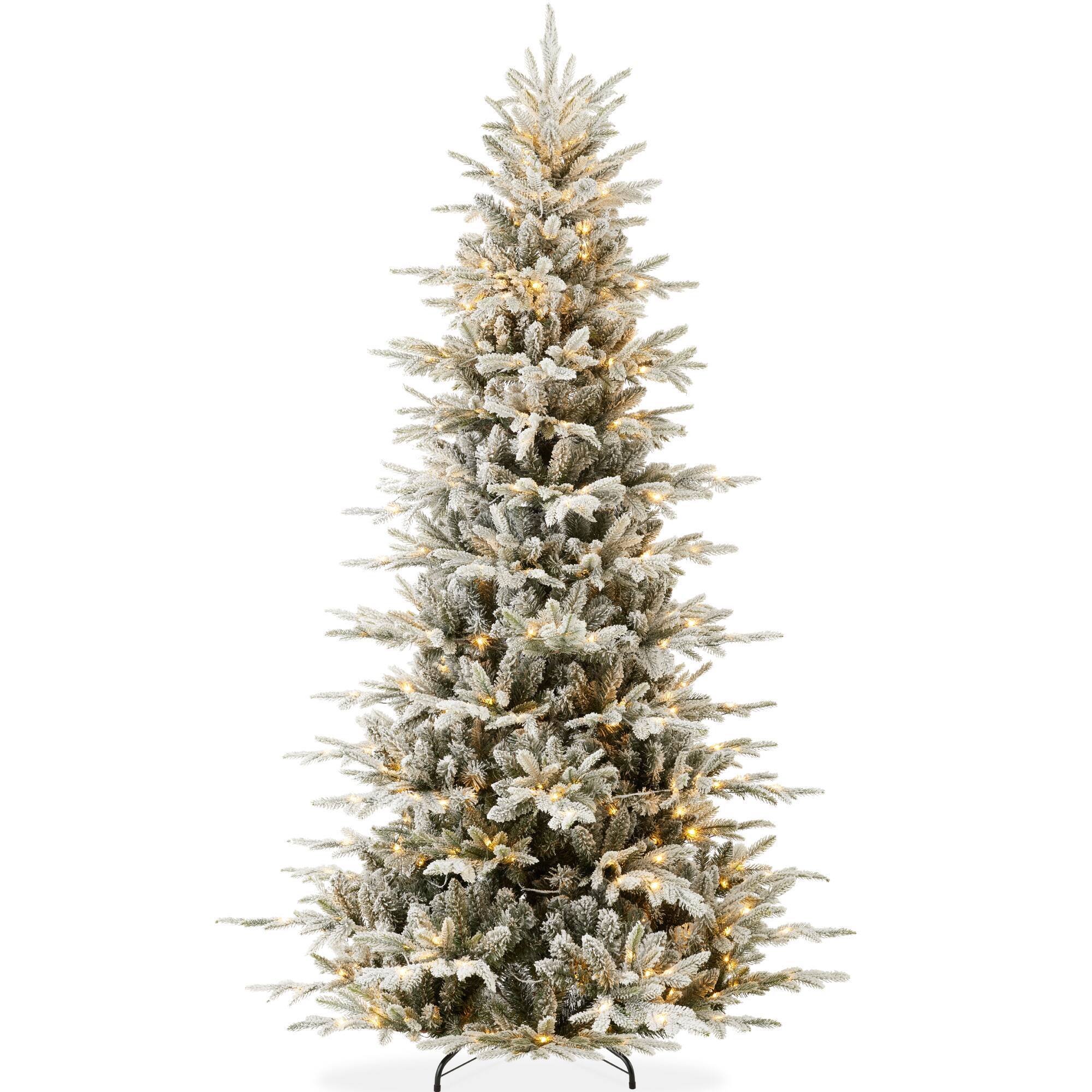 Best Choice Products - 9ft Pre-Lit Flocked Artificial Aspen Noble Fir Christmas Tree w/3,088 Branch Tips, 600 LED Lights - Flocked Green
