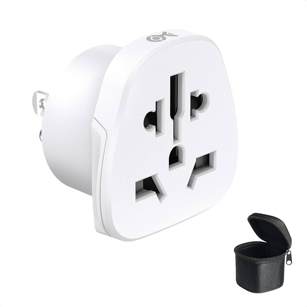 Front. Schertz - Cable Matters Universal Travel Adapter – World to US Plug Converter, White - White.