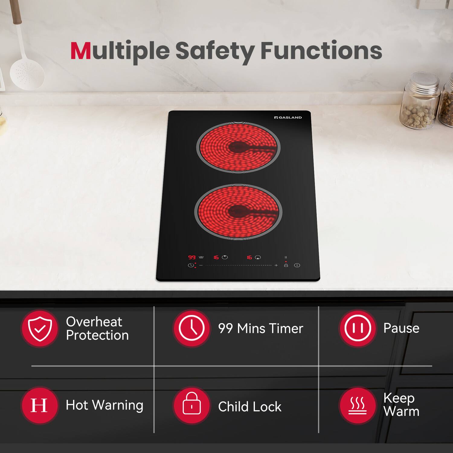 Multiple Safety Functions

Overheat Protection
99 Mins Timer
Pause
Hot Warning
Child Lock
Keep Warm