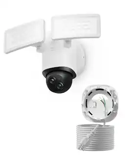 eufy Security - Floodlight Cam E340 with cable,Security Camera Outdoor, 360 PTZ, 24/7 Recording, 2000 LM, Built-in Siren, Dual Cam