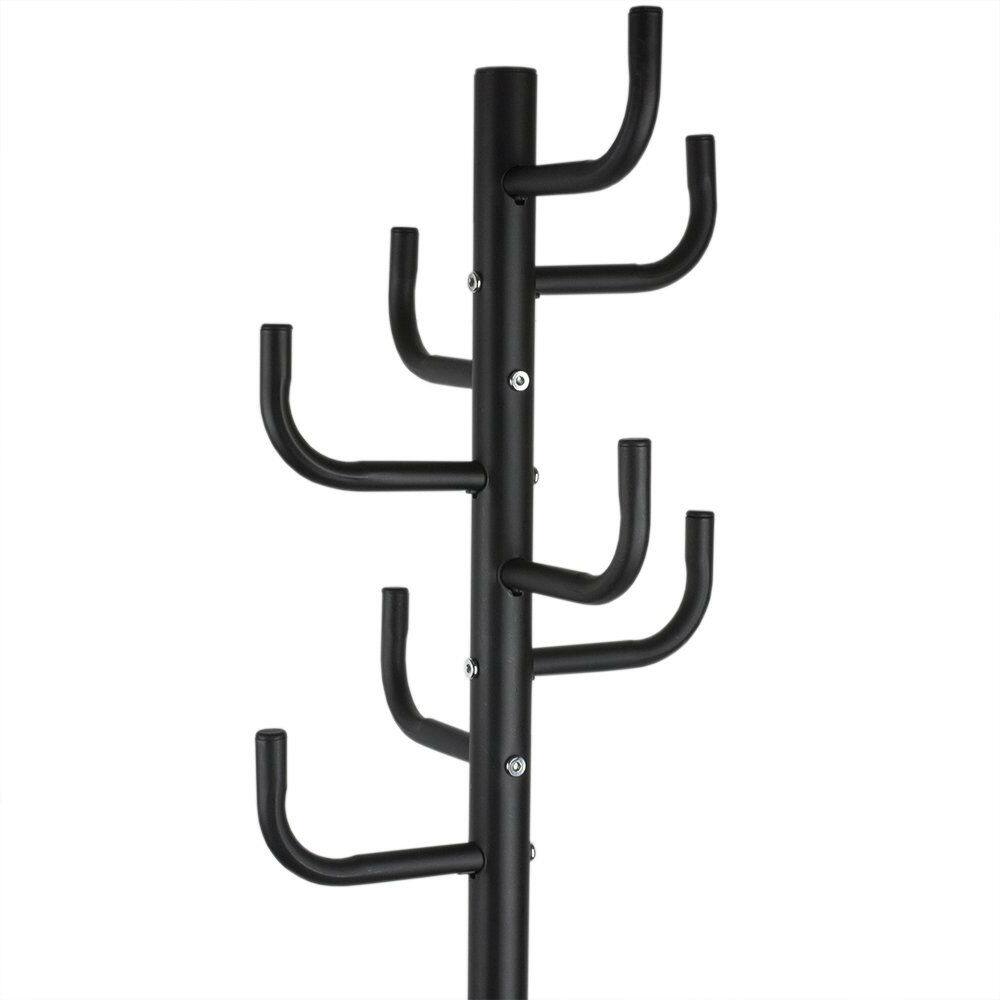 Left. SlickBlue - Space-Saving Metal Hall Tree Coat Rack with Hat Hooks - Black.