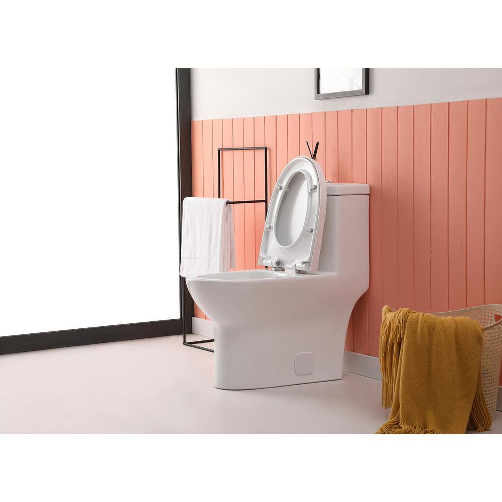 Alt View 7. Elegant Kitchen and Bath - Winslet One-piece elongated Toilet 28x15x30 in White - White.