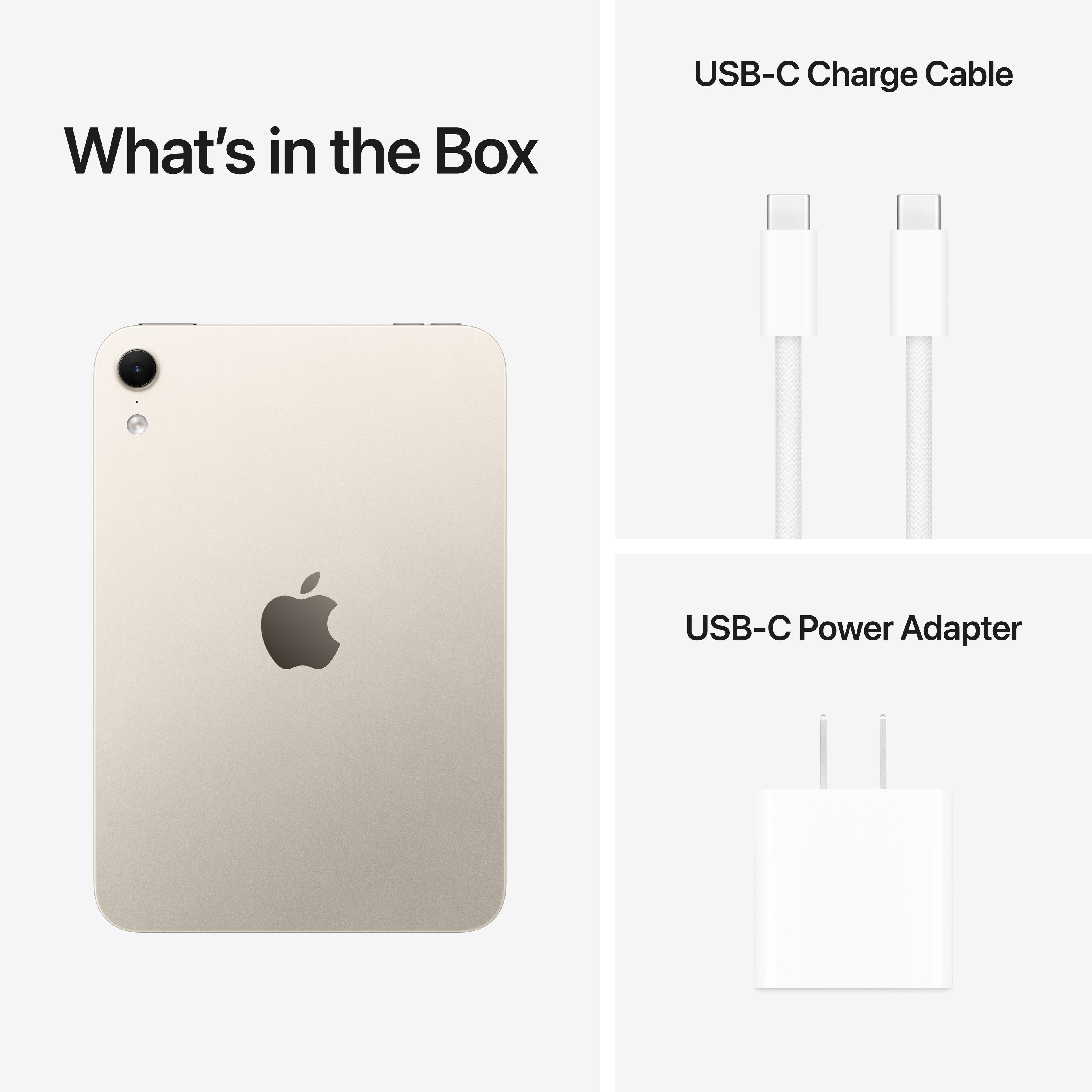 What's in the Box

USB-C Charge Cable

USB-C Power Adapter