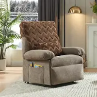 Bestier - Triple Motor Power Lift Recliner Chair with Removable Cover Lumbar Pillow and Side Pocket - Brown - Front_Zoom