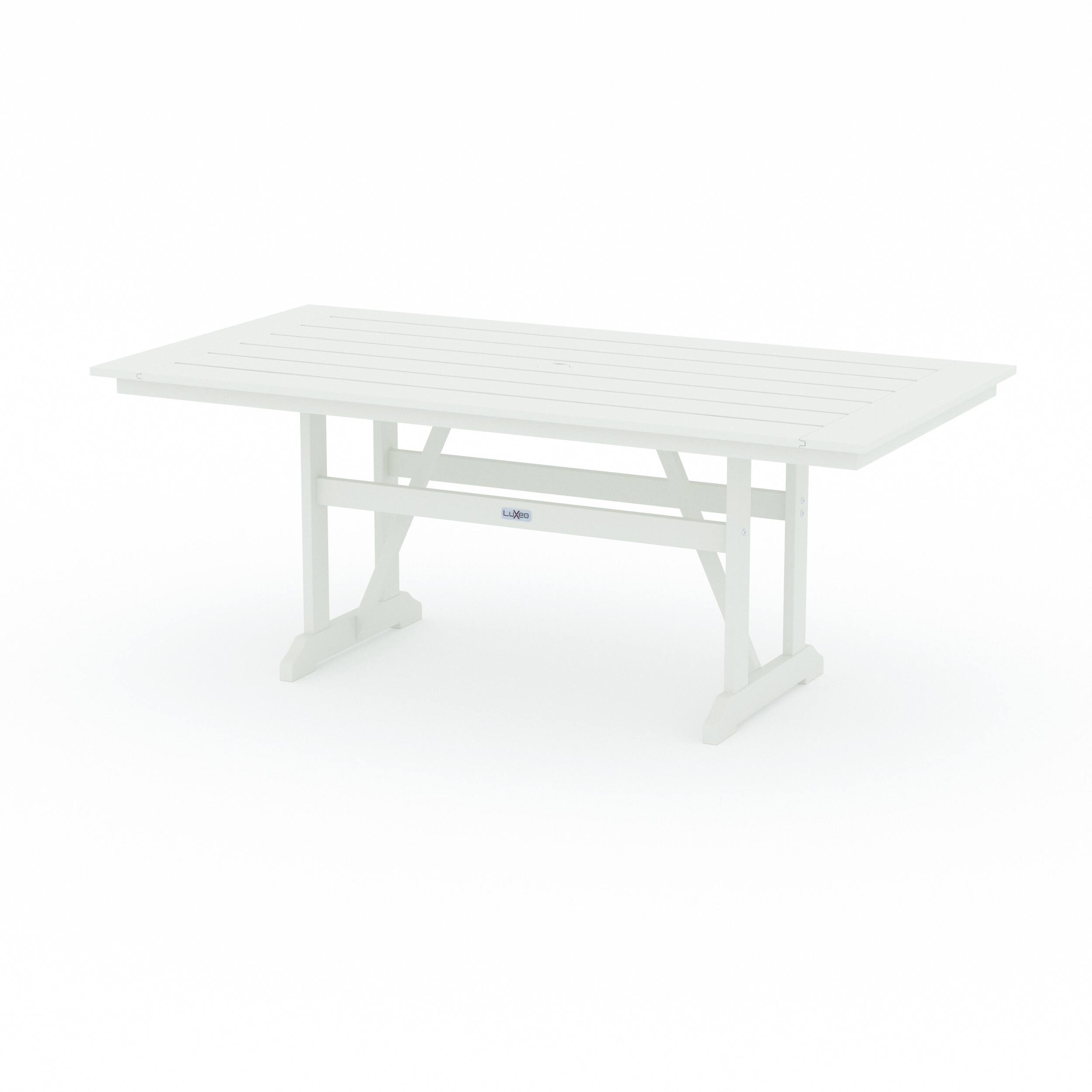 Left. LuXeo - Tuscany Woven  Rattan Dining Set, White (7-Piece) - White.