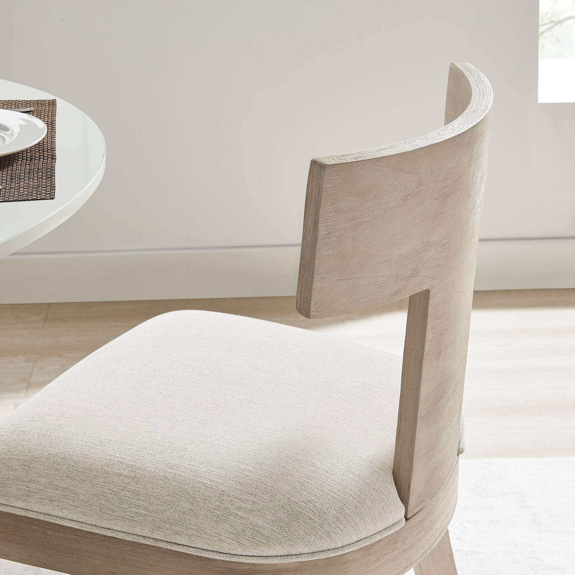 Alt View 6. Modway - Peregrine Wood and Fabric Upholstered Dining Chairs Set of 2 by Modway - White.