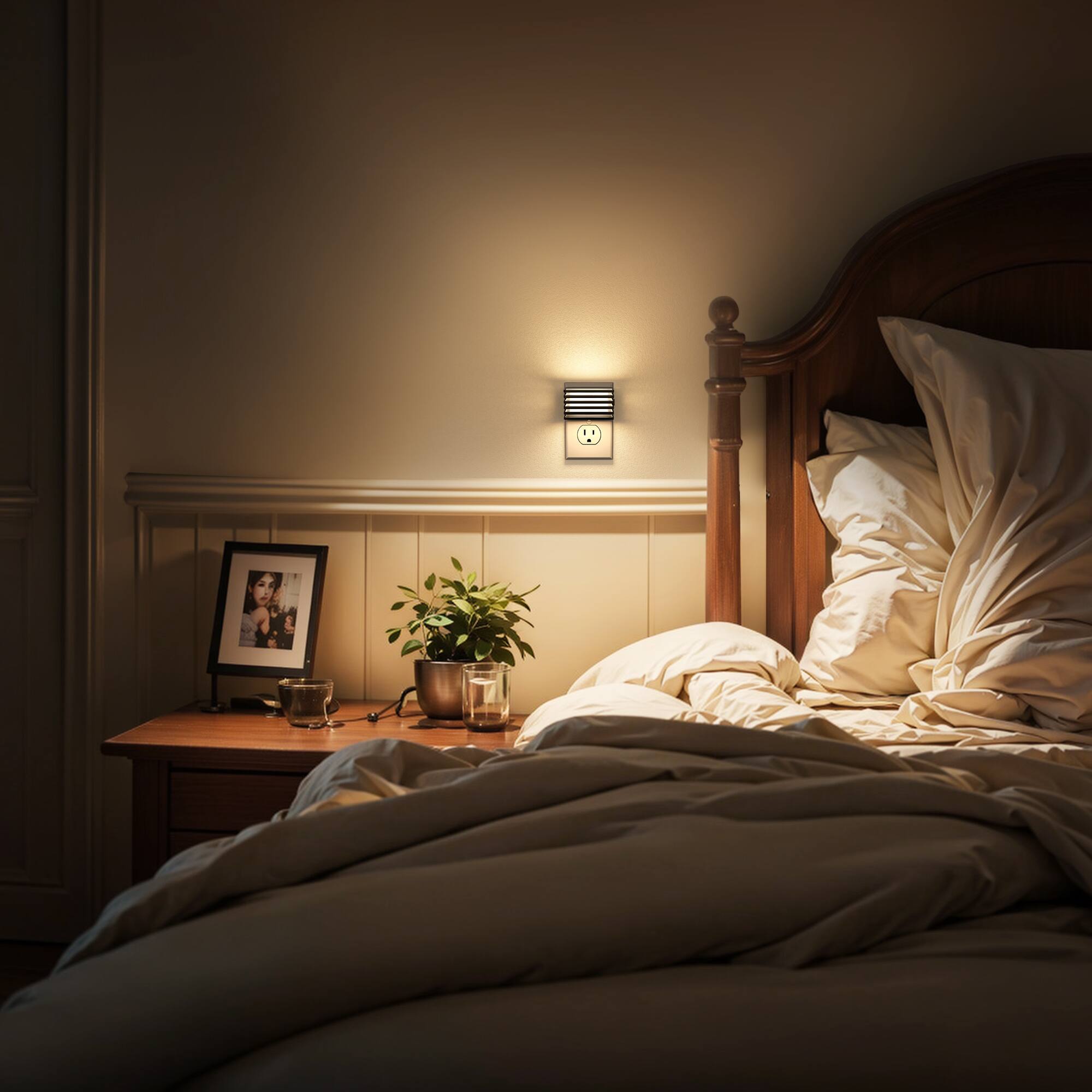 Alt View 3. Jandcase - JANDCASE 2-Pack 1W  Plug-in Night Light, 3000K Warm Glow, Up/Down Light, 3-Step Dimming, Color Memory, Dusk-to-Dawn - Black.