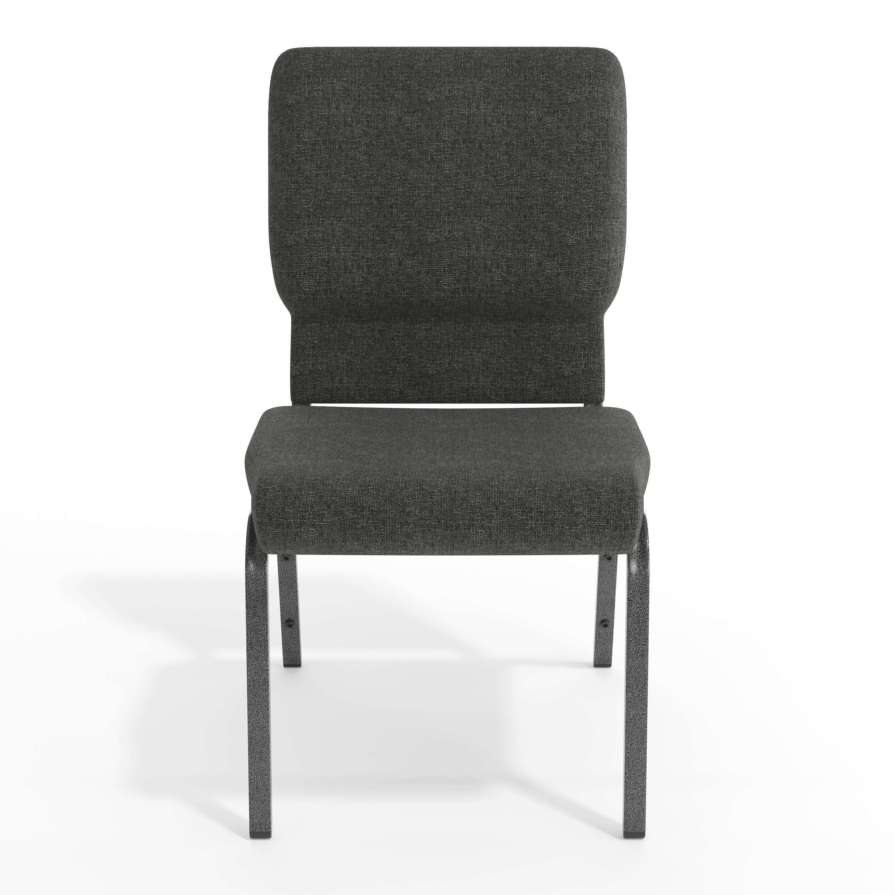 Alt View 9. Emma + Oliver - 18.5"W Stackable Church/Reception Guest Chair - Dark Gray Fabric/Silver Vein Frame.