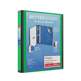 Staples - 1" 3-Ring Better Binder, D-Ring - Green