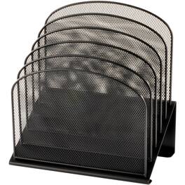Safco - Onyx Wire Mesh Desktop Organizer 5 Compartment Compartment Size : 1" 12" x 11.25" x 7.25" Desktop Steel - Black
