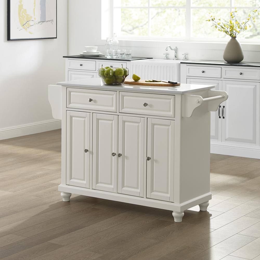 Alt View 9. Crosley Furniture - Cambridge Stone Top Full Size Kitchen Island/Cart - White.