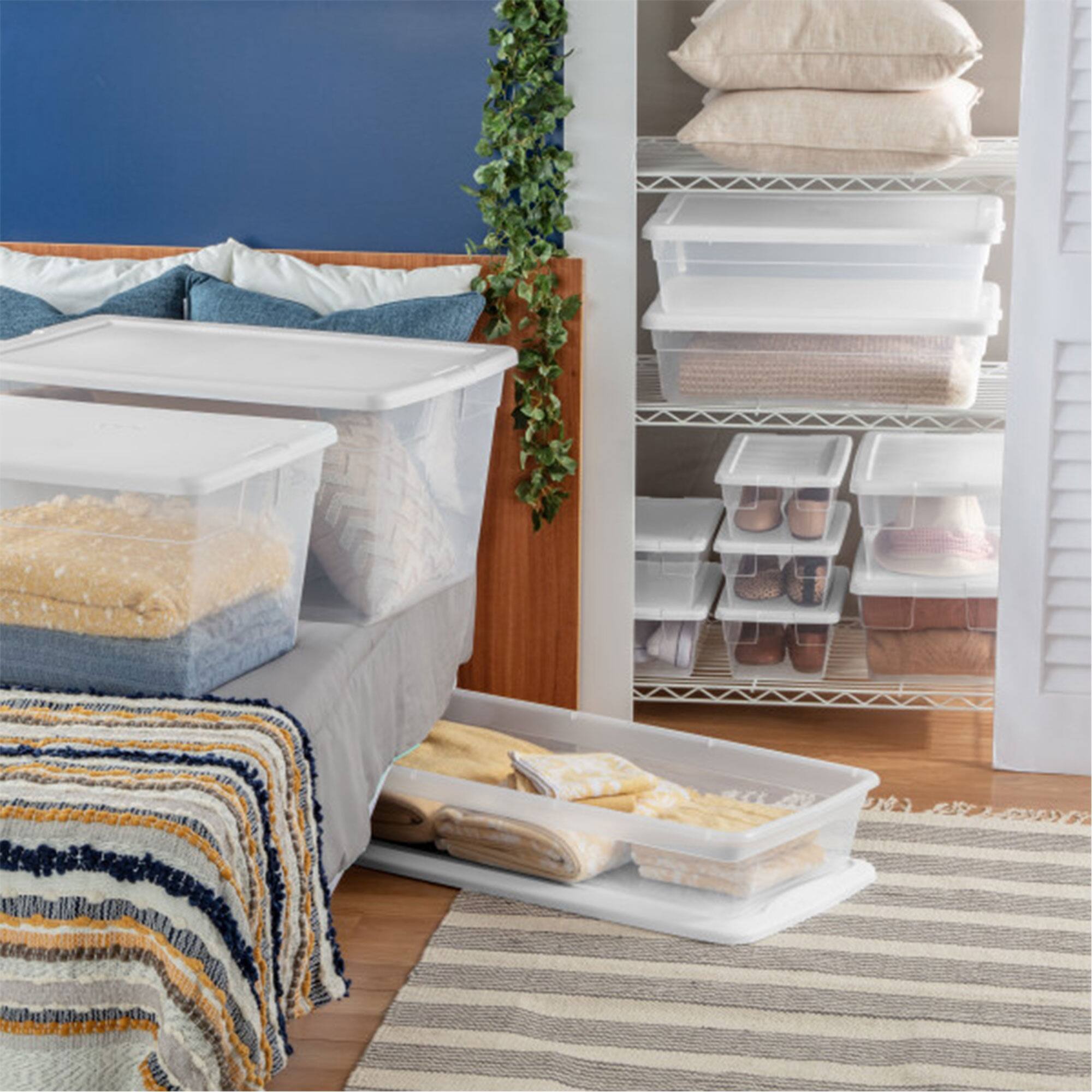 Alt View 2. Sterilite - Sterilite 41 Quart Lightweight Under Bed Storage Box Container with Lid, 18 Pack.