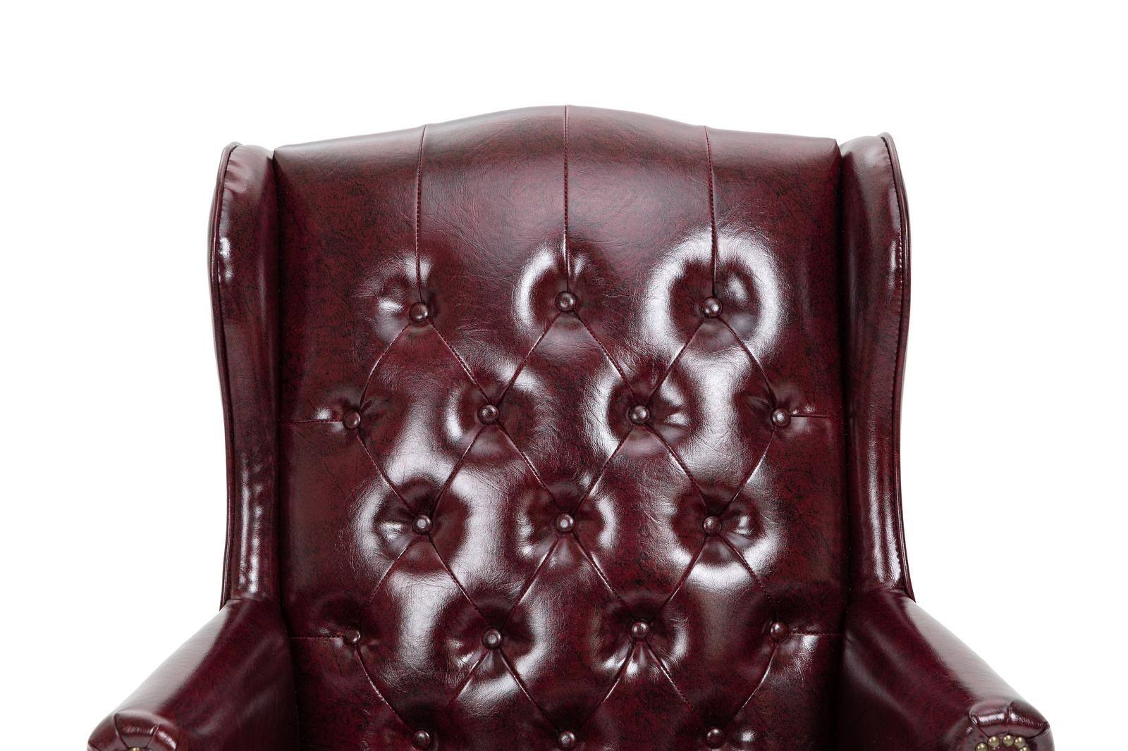 Alt View 4. Spaco - Spaco Ergonomic Executive Office Chair, High Back Reclining, Thick Padded, PU Leather, Glide Casters, for Home Office - Burgundy.