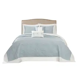 Gracie Mills - Haywood 5-Piece Reversible Bedspread Set - Blue