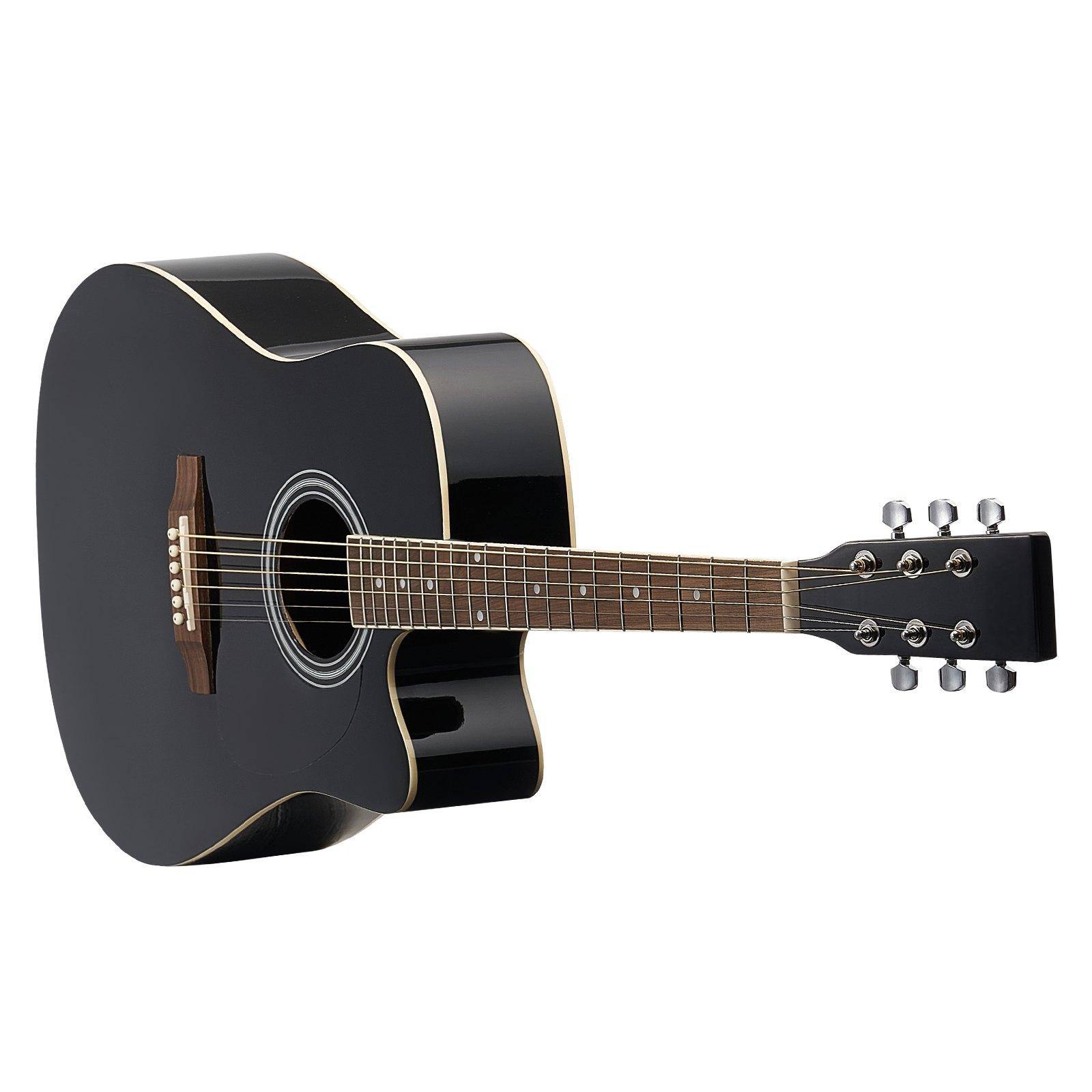 Alt View 10. Glintex - 41" Cutaway Acoustic Guitar, Solid Spruce Top, 6-String, Beginner Bundle with Gig Bag, Tuner, Capo, Picks, Strap - Black.