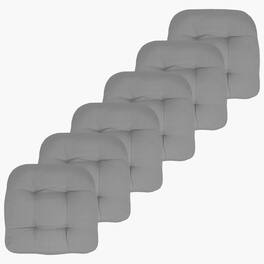 Sweet Home Collection - Patio Cushions Indoor/Outdoor Chair Pads Tufted 19" x 19", 6-Pack - Silver