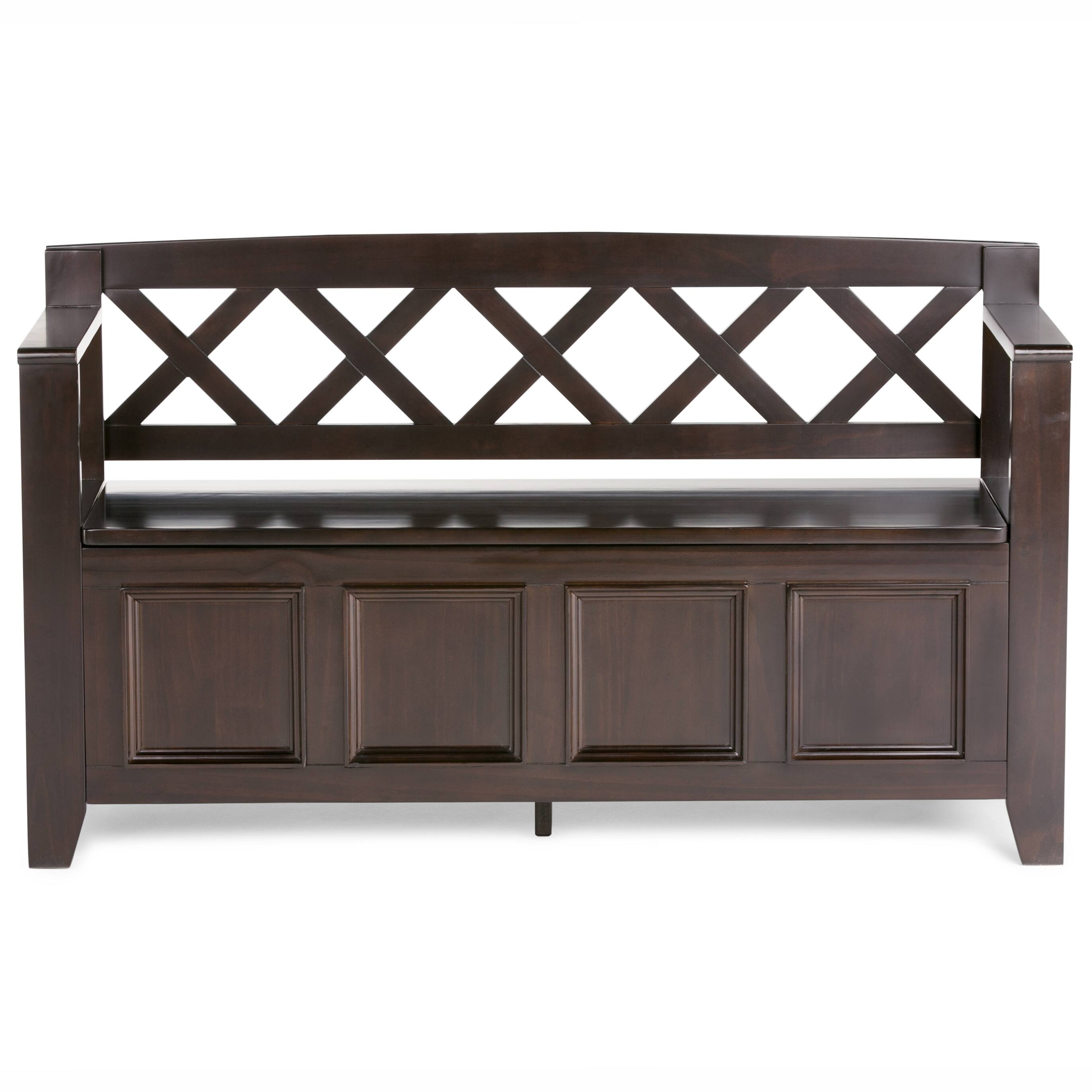 Left. Simpli Home - Amherst Solid Wood 48 inch Wide Storage Bench and 36 inch Wide Storage Cabinet in Hickory Brown - Hickory Brown.