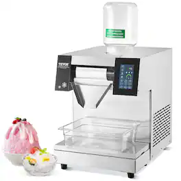 VEVOR - Commercial Snowflake Ice Machine, 573LBS/24H Snowflake Ice Maker, Stainless Steel Ice Shaver Machine - Silver;Black