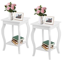 Hivvago - Stylish Nightstand End Table - Set of 2 - White
