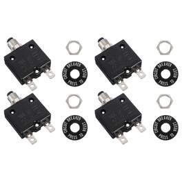 Unique Bargains - 4pcs 16A Push Button Circuit Breaker, 125/250V AC,50V DC, Manual Reset Thermal Overload Protector for Industrial - Black