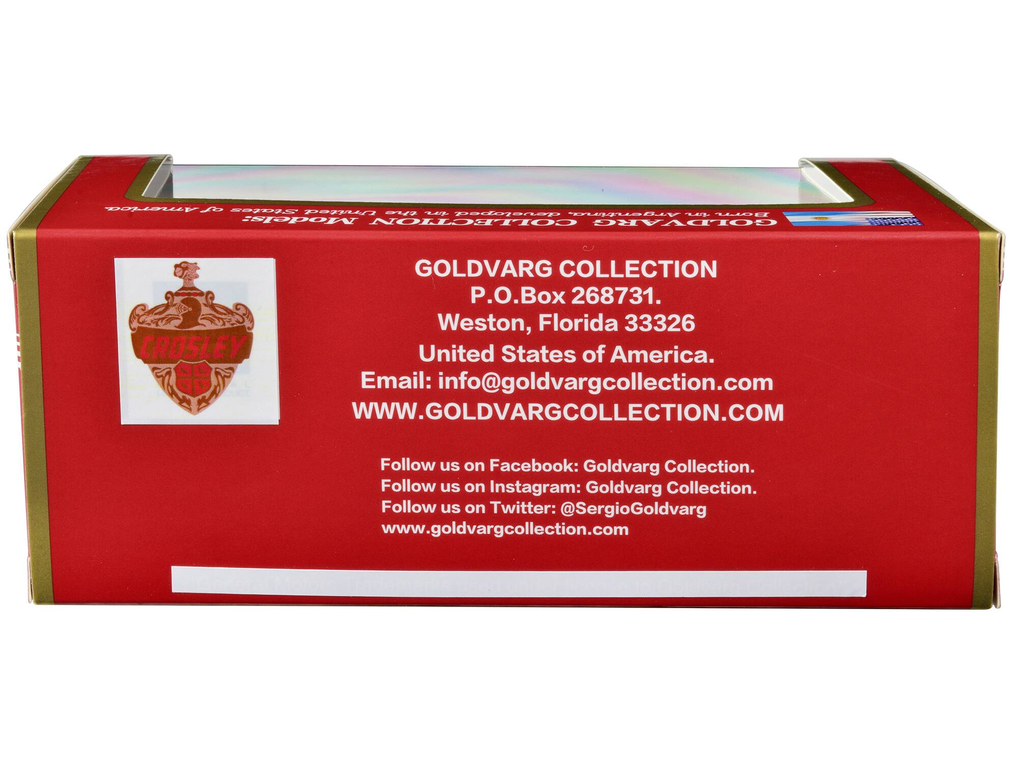 GOLDVARG COLLECTION  
P.O.Box 268731.  
Weston, Florida 33326  
United States of America.  
Email: info@goldvargcollection.com  
WWW.GOLDVARGCOLLECTION.COM  

Follow us on Facebook: Goldvarg Collection.  
Follow us on Instagram: Goldvarg Collection.  
Follow us on Twitter: @SergioGoldvarg  
www.goldvargcollection.com