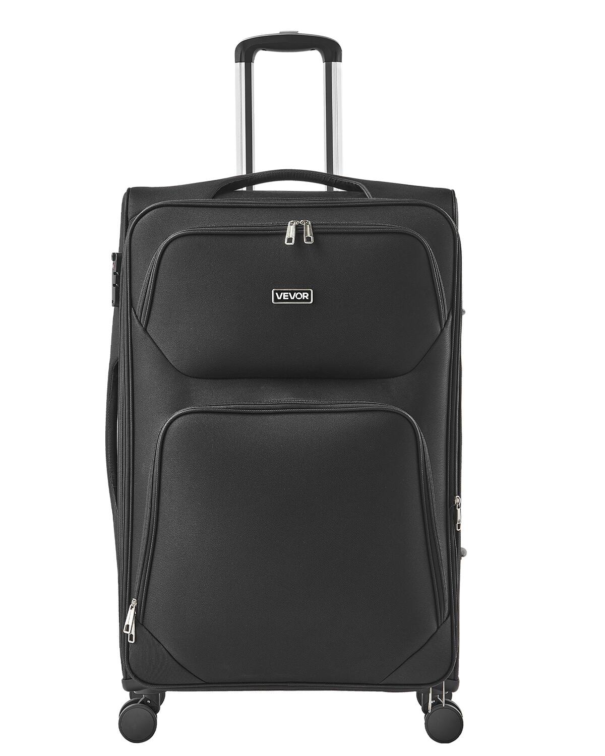 Front. VEVOR - Softside Expandable Luggage with Spinner Wheels, 28-Inch Softside Checked Large Luggage, Lightweight Checked Suitcase - Black.