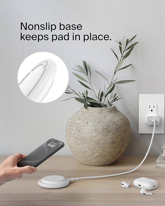 Nonslip base keeps pad in place.