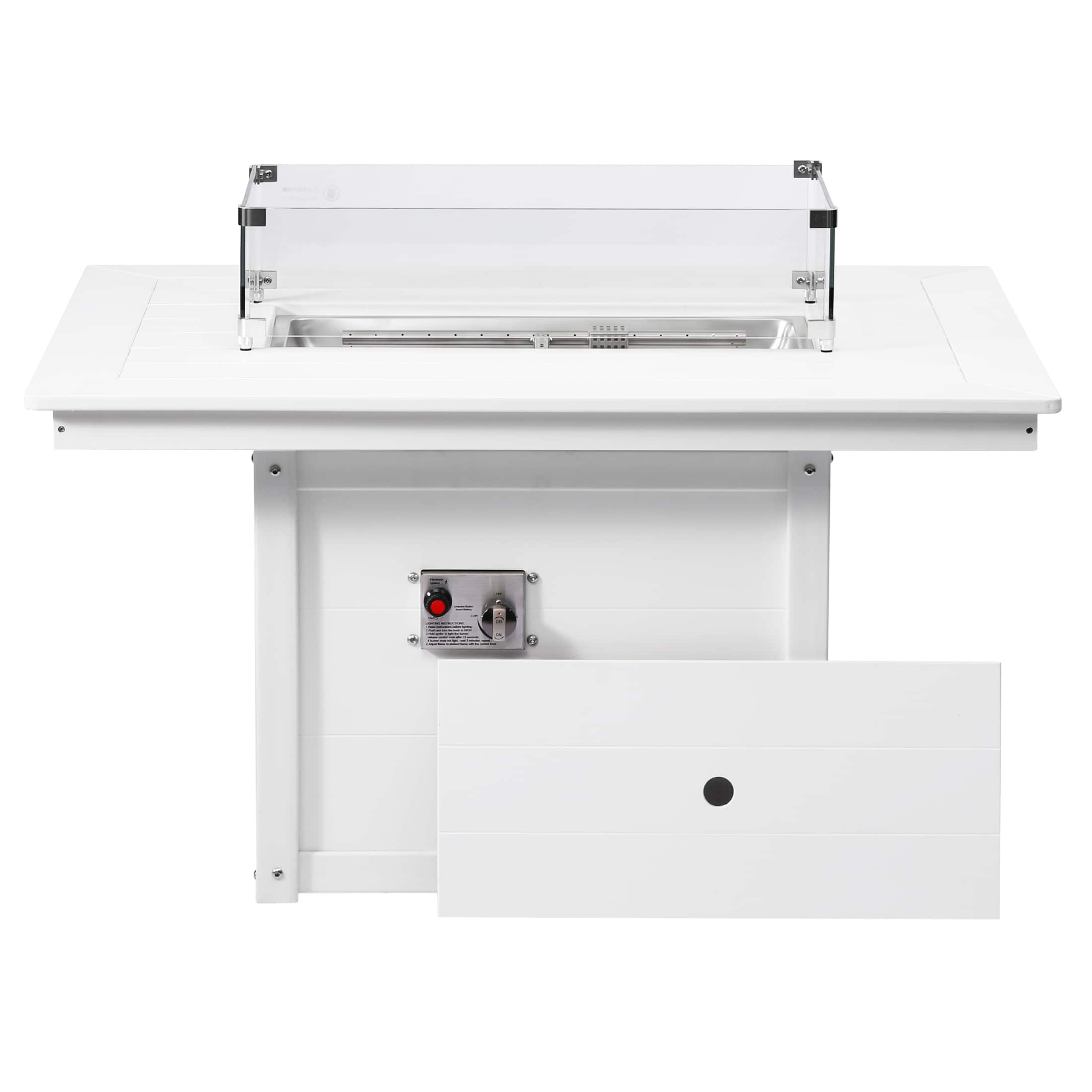 WestinTrends - Helios 46" Modern Outdoor 55,000 BTU Patio Gas Propane Rectangle Deck Fire Pit Table - White