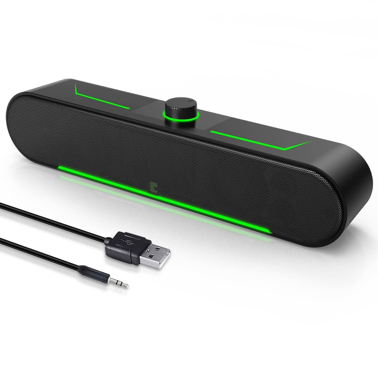 Pacoar Cade - Usb Computer Speakers For Desktop Pc Laptop - Wired Usb-powered Sound Bar With Clear And Plug-n-play Convenience Black - Default