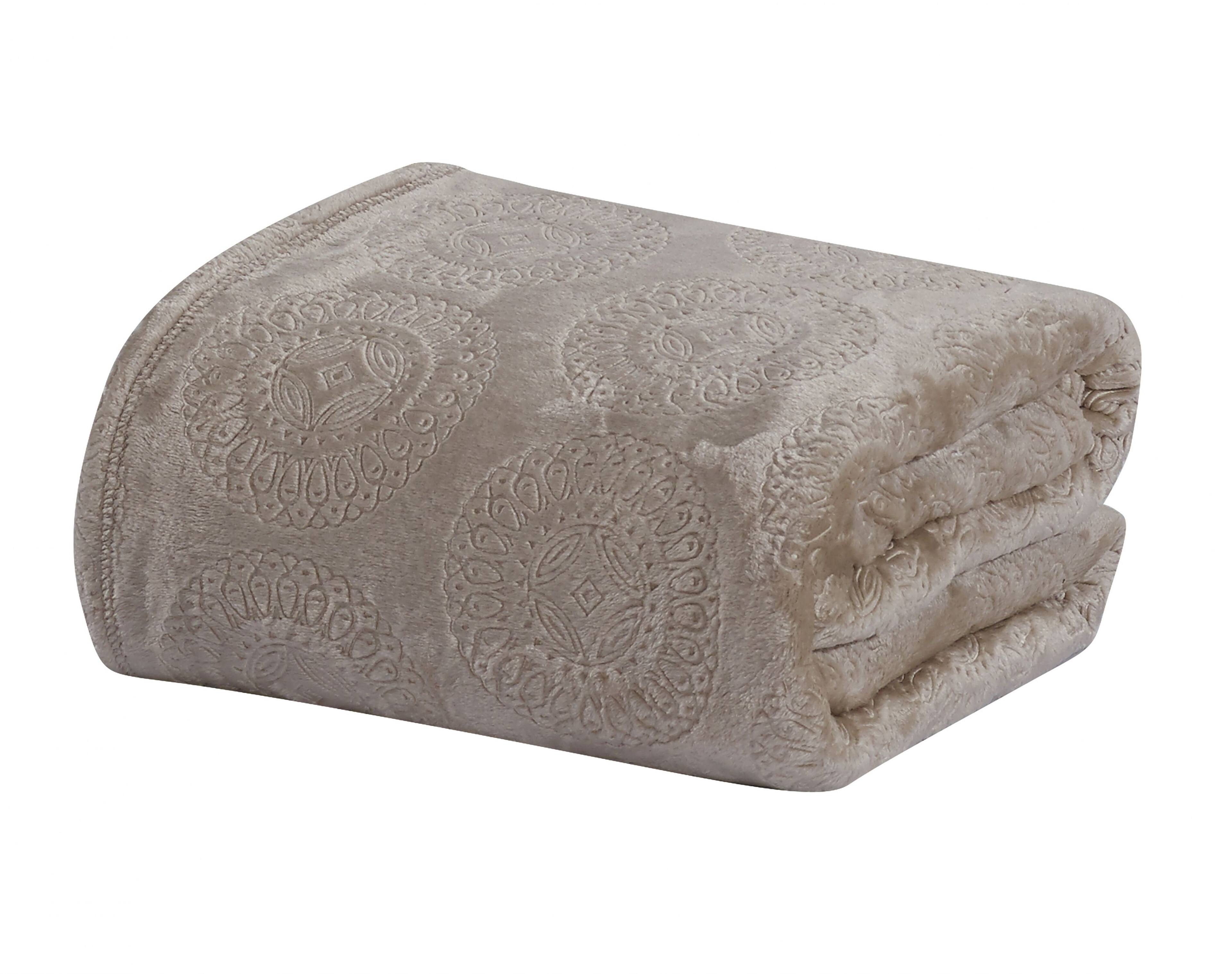 Angle. Noble House - Super Comfy and Cozy Caesar 50" X 60" Microplush Throw Blanket - Beige - Beige.