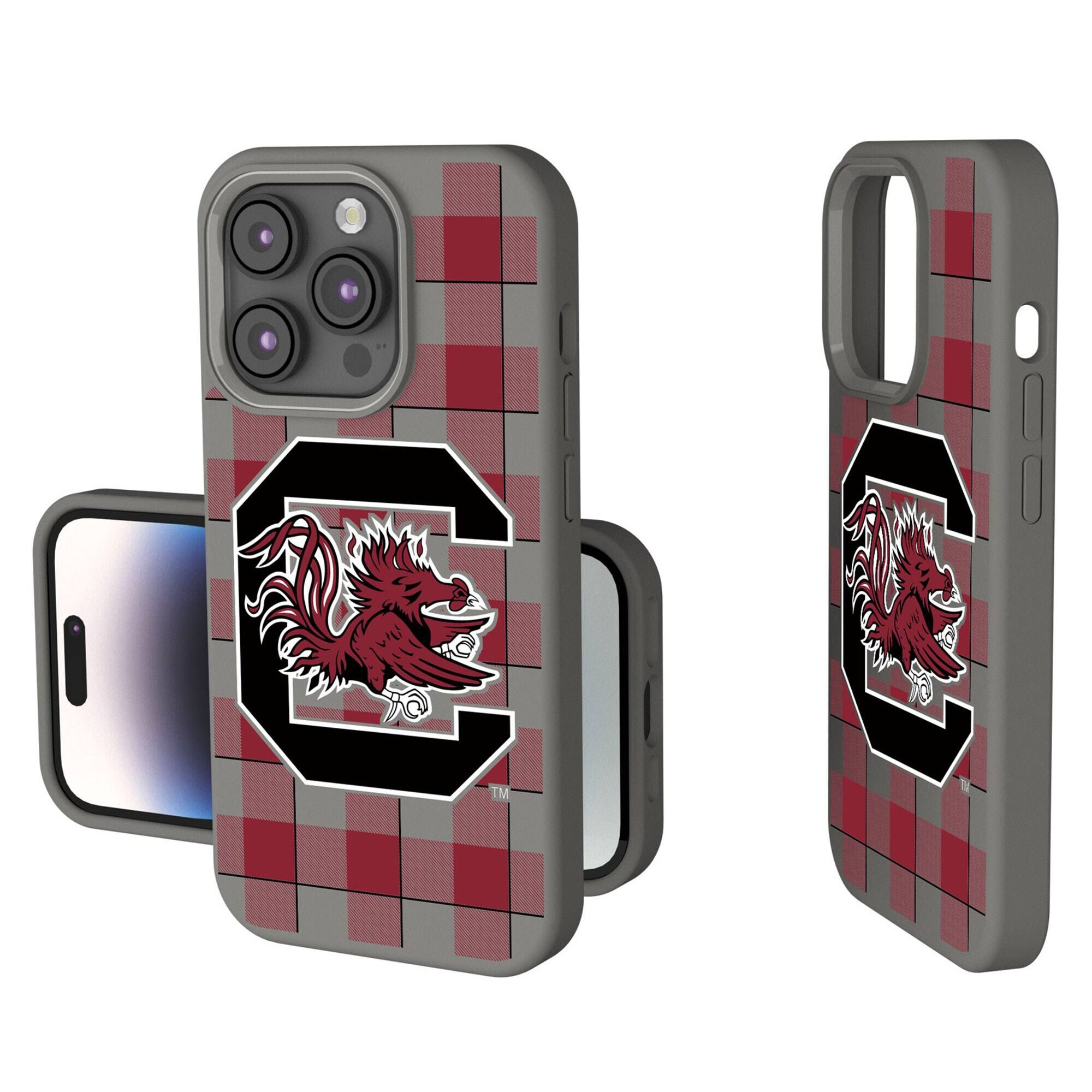 Front. Keyscaper - South Carolina Gamecocks Plaid Soft Touch iPhone Case - 15 - Gray.