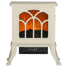 Resenkos - Electric Fireplace Heater, Freestanding Fireplace Stove with Realistic Logs and Flame Effect - Beige