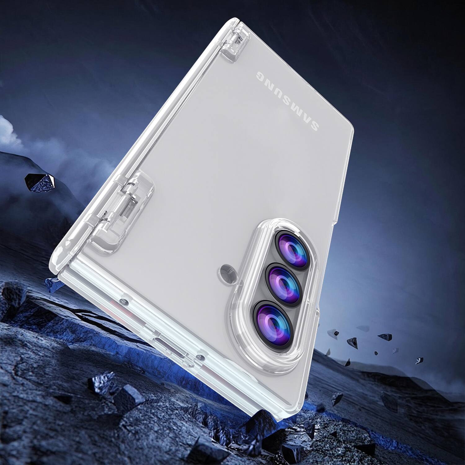 Left. Dteck - for Samsung Galaxy Z Fold8 Ultra Case with Built-in Screen Protector, Full Hinge Protection,Rugged PC Glossy Clear Cover - Clear.