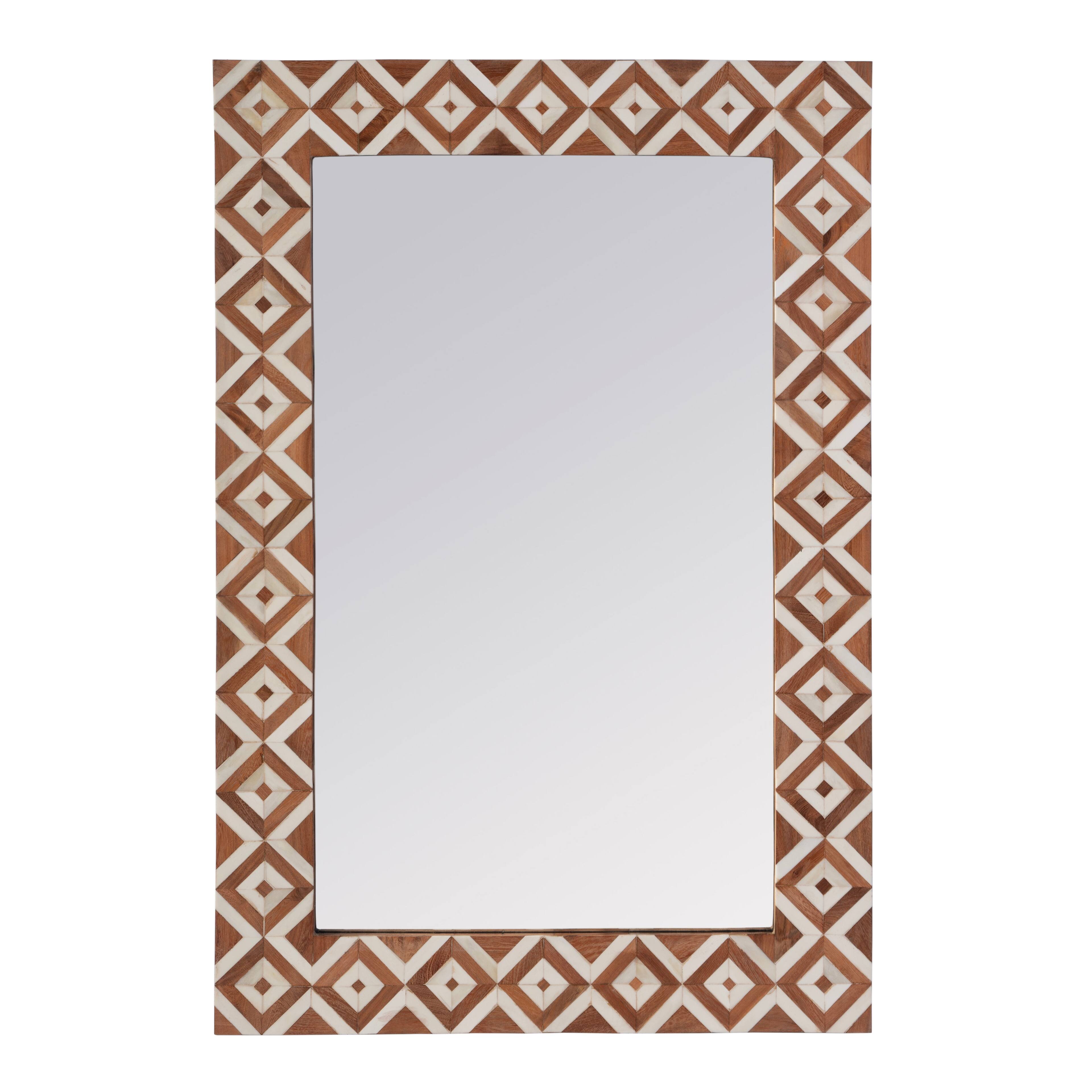 Front. Butler Specialty - Verona 24 in. W x 36" H Rectangular Bone-Inlay Wall Mirror, Brown, Tan - Brown,Tan.
