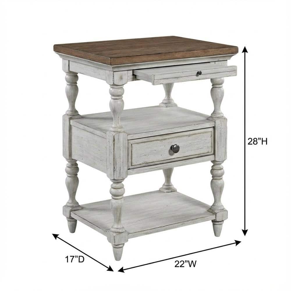 Starlight Canyon Home - Antique Bedroom Nightstand with Chestnut Top and Single Drawer - White price history on PriceWatchPro