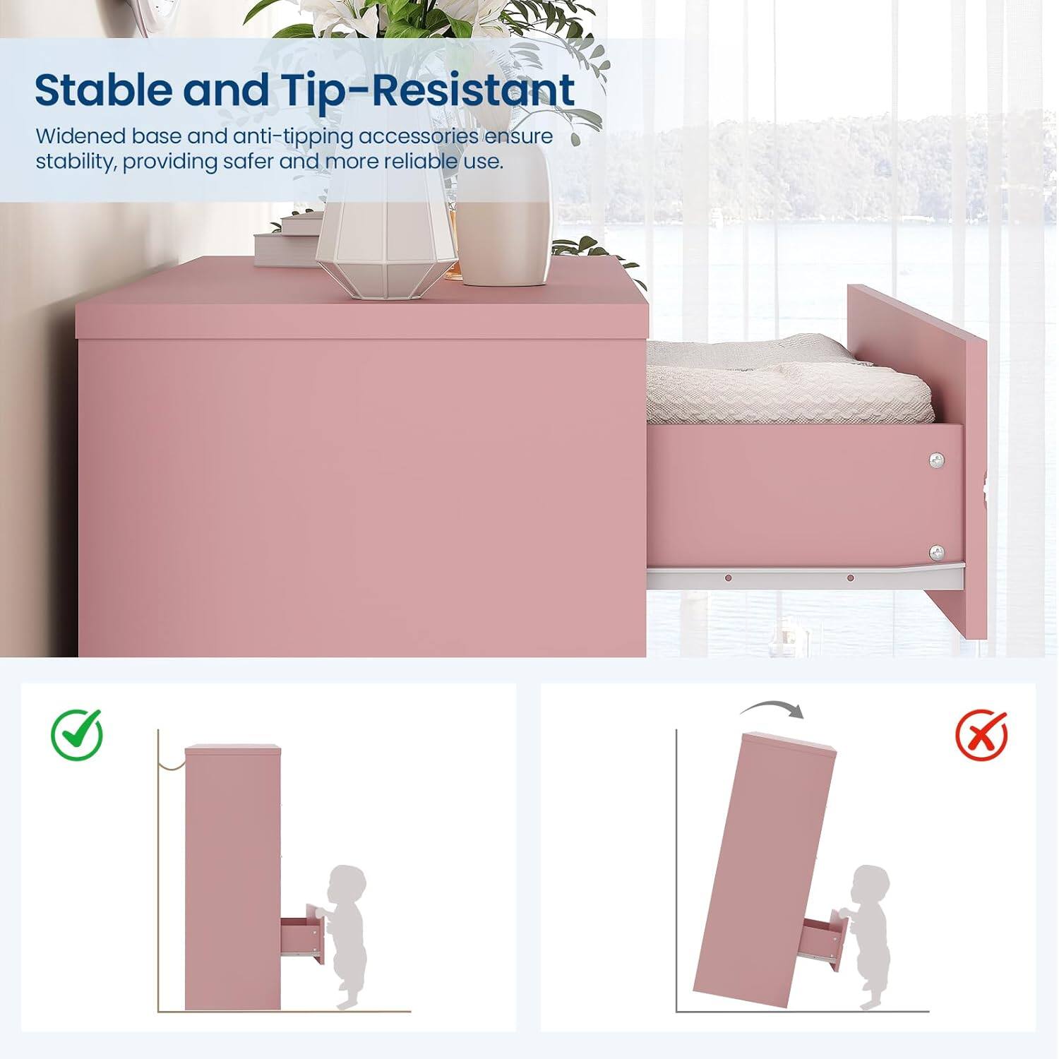 Stable and Tip-Resistant

Widened base and anti-tipping accessories ensure stability, providing safer and more reliable use.