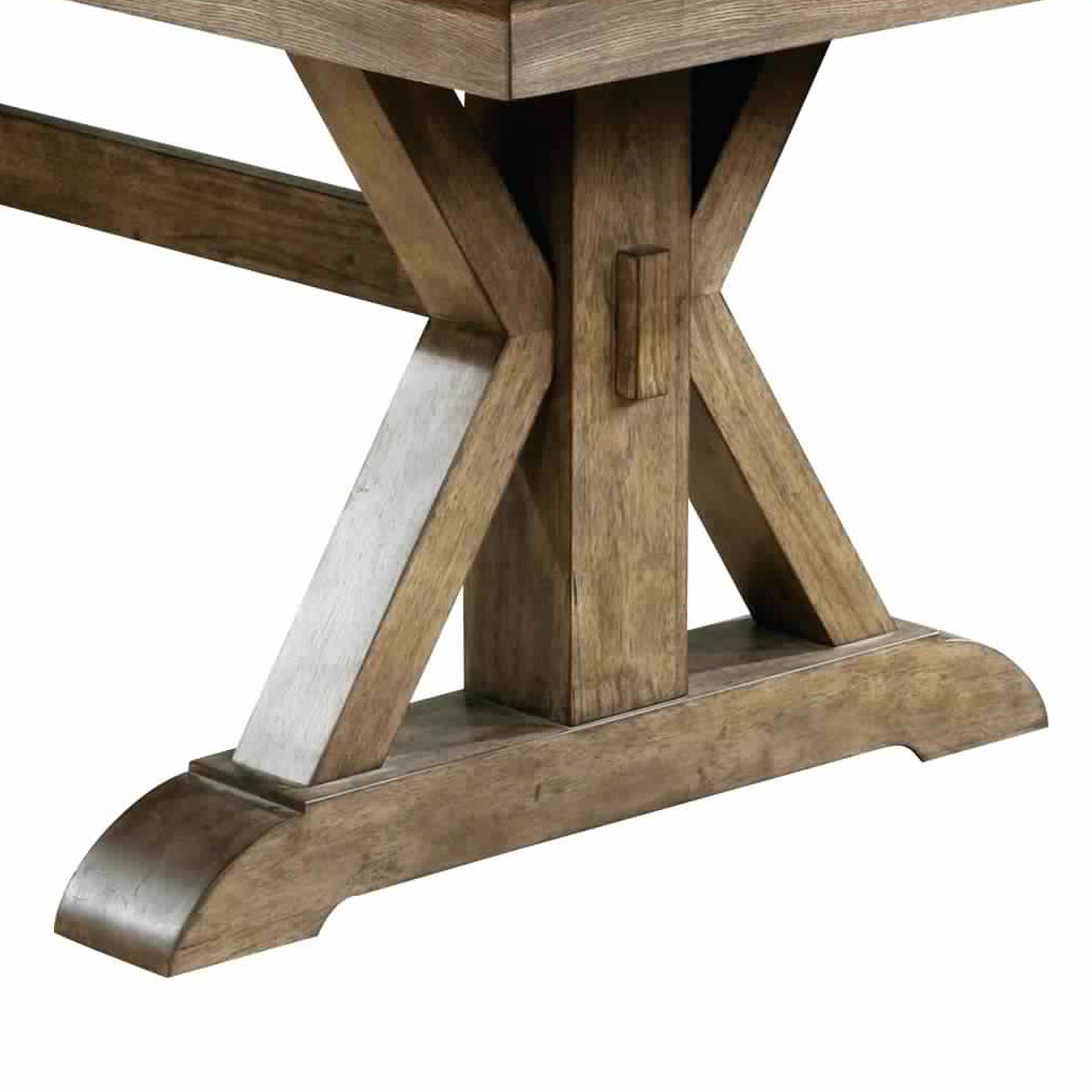 Alt View 1. Manhattan Lane - Transitional Style Wooden Dining Table with Trestle Base, Brown - Brown.