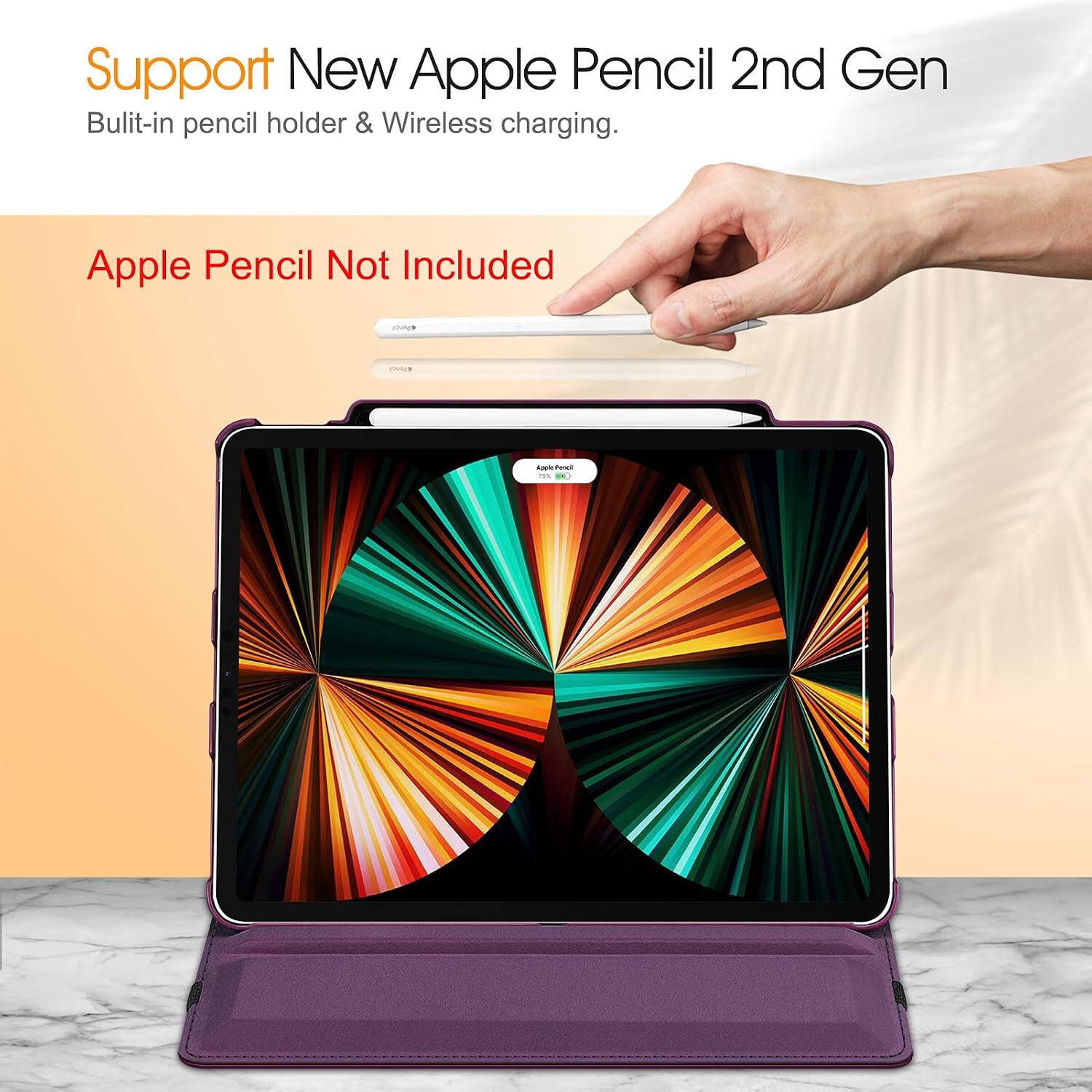 Support New Apple Pencil 2nd Gen  
Built-in pencil holder & Wireless charging.  
Apple Pencil Not Included  
#ylucy  
Apple Pencil 25%